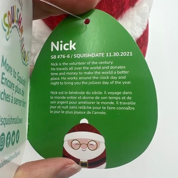 Squishmallows Christmas Nick the Santa Claus Plush Toy 8 inch New - Picture 5 of 5